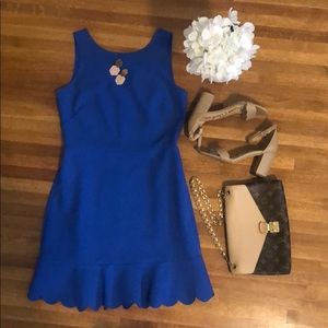 J. Crew Blue Sleeveless Scalloped Dress